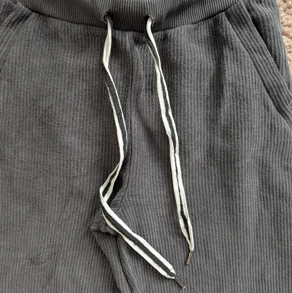 Aerie Charcoal Gray Ribbed Lounge Jogger Sweatpants Size Small - Picture 3 of 9